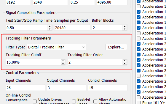 Tracking Filter Parameters