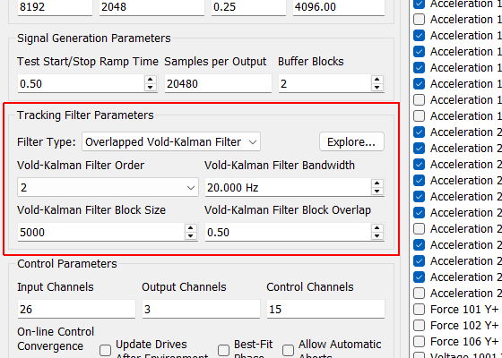 Tracking Filter Parameters