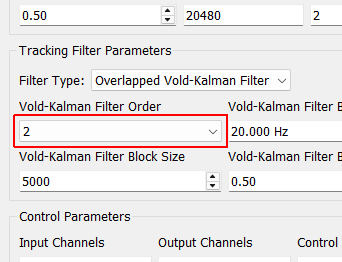 Vold-Kalman Filter Order This value specifies the filter order of the Vold-Kalman filter, which modifies the filter response speed and computational complexity.