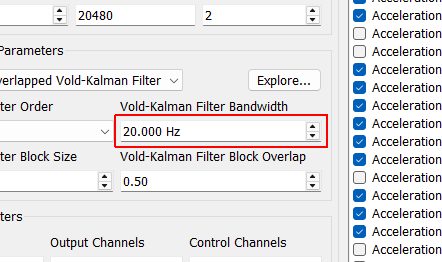 Vold-Kalman Filter Bandwidth This parameter adjusts the pass-band of the Vold-Kalman filter, which allows the users to specify the trade-off between noise rejection and filter response time.