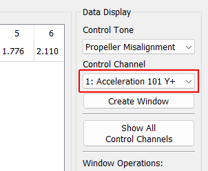 Control Channel Selector Selects the control channel that will be displayed in the window that is created when the Create Window button is clicked.