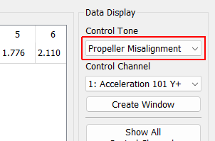 Control Tone Selector Selects the sine tone that will be displayed in the window that is created when the Create Window button is clicked.