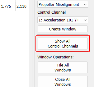 Show All Control Channels Creates a display window for each control tone and control channel combination in the test and tiles them on the main monitor.