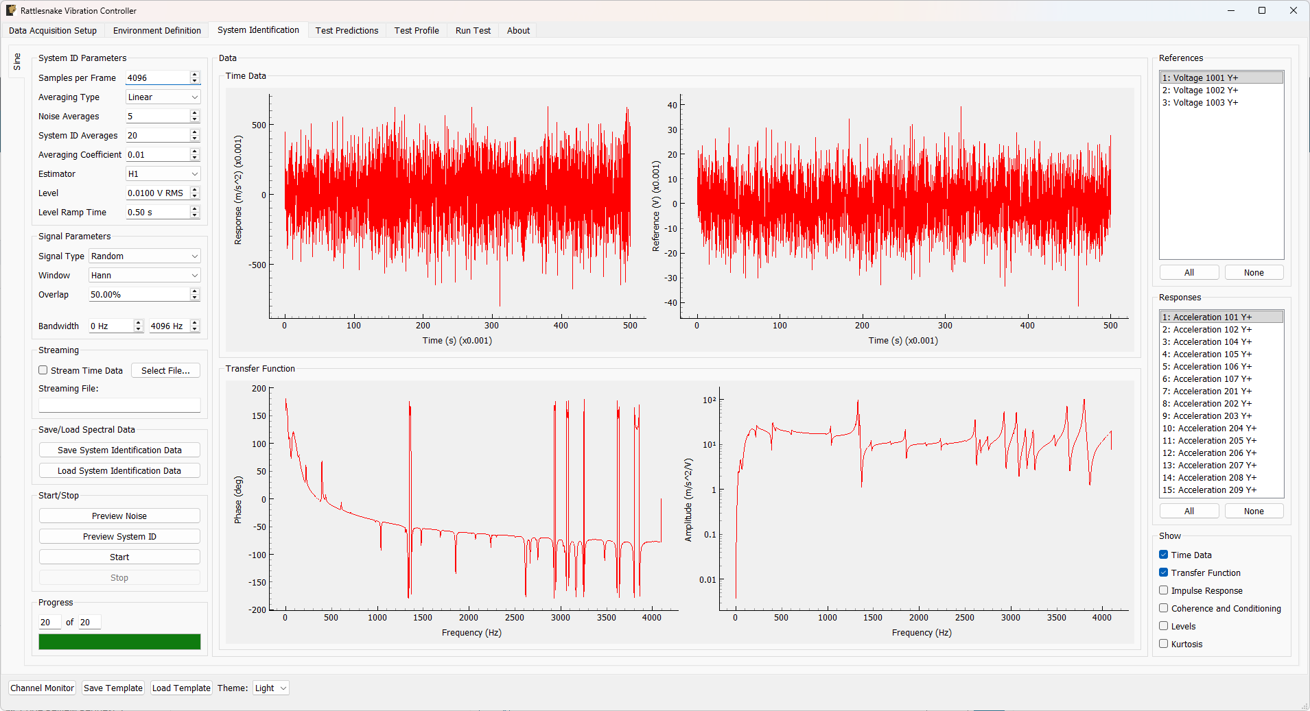 System identification UI used by the MIMO Sine environment.
