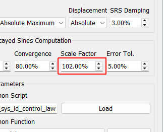 Scale Factor The scale factor is applied to the SRS to make the sum of decayed sines match the SRS better, rather than just touching it at the sine tones.