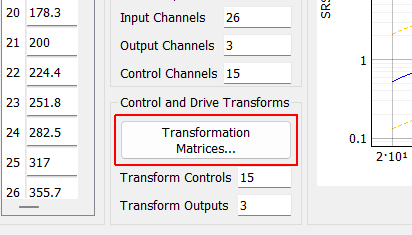 Transformation Matrices... Open the transformation matrix dialog to allow specification of transformations to virtual control or virtual excitation channels.
