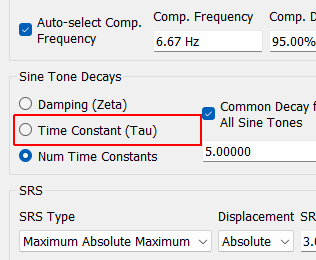 Time Constant (Tau) If this is selected, decay will be specified as a time constant (specified by the variable tau in many formulas). The time constant is time where the decay has reached 63.2% of the original value.