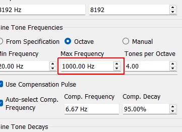 Maximum Frequency This sets the maximum sine tone frequency when specifying sine tones by octave.