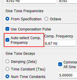 Auto-select Compensation Frequency If selected, the frequency of the compensation pulse will be set to 1/3 of the frequency of the lowest sine tone.