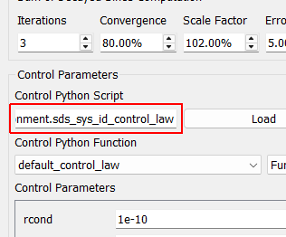 Control Python Script Python script used to specify the control law.