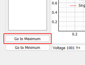 Go to Maximum Voltage Changes the voltage plot to show the excitation signal that reaches the largest maximum value.