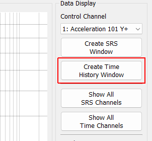 Create Time History Window Creates a window displaying the measured time history for the selected channel.