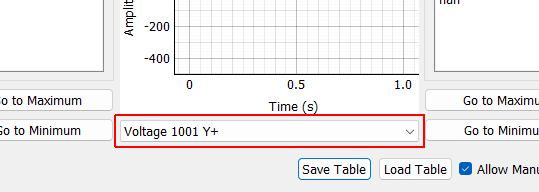 Excitation Selector Specifies the excitation voltage channel to display in the plot.