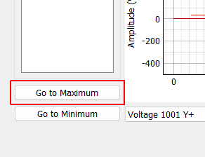 Go to Maximum Voltage Changes the voltage plot to show the excitation signal that reaches the largest maximum value.