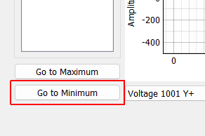 Go to Minimum Voltage Changes the voltage plot to show the excitation signal that reaches the smallest maximum value.