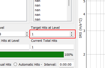 Target Hits at Level The number of hits desired at the current test level.  If Automatic Hits is used, the measurement will stop after the target number of hits is reached.