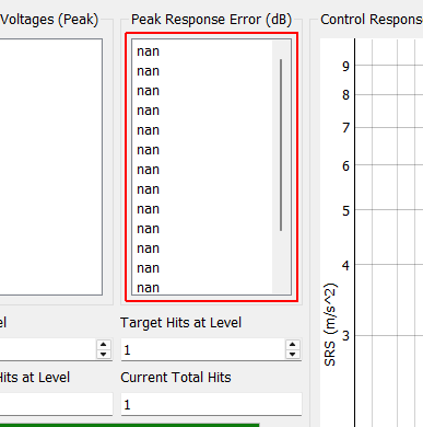 Peak Response Error (dB) Displays the maximum error between the specification and the predicted or measured SRS in decibels.