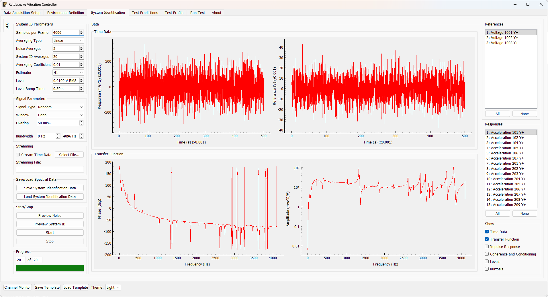 System identification UI used by the MIMO Shock / SDS environment.