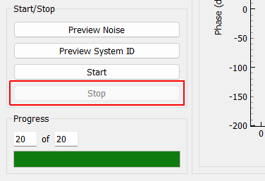 Stop Manually stops the system identification process.