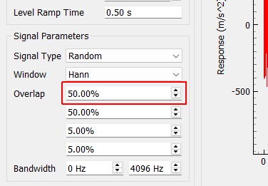 Overlap Overlap to use between measurement frames when computing transfer functions.