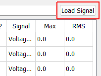 Load Signal Opens a file dialog to select a file that contains time data to play to the shakers