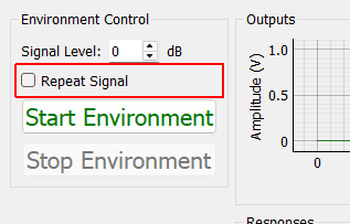 Repeat Signal If checked, the signal will repeat continuously.  If not checked, the environment will stop after the signal is played in its entirety.