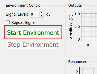 Start Environment Starts playing the signal from the shakers and recording responses to that signal.