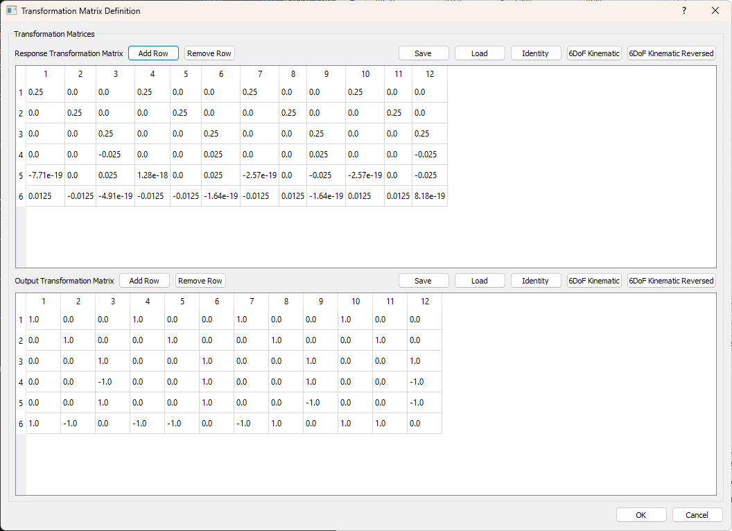 Transformation Matrix Dialog Box