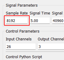 Sample Rate Sample rate of the data acquisition system. This is for display only; the sample rate is set on the Data Acquisition Parameters tab