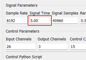 Signal Time The time in seconds that the signal will take to generate