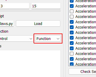 Control Type Select if the selected control law is a Function, Generator, Class, or Interactive Class. This should be detected automatically by inspection; users should not have to adjust this.