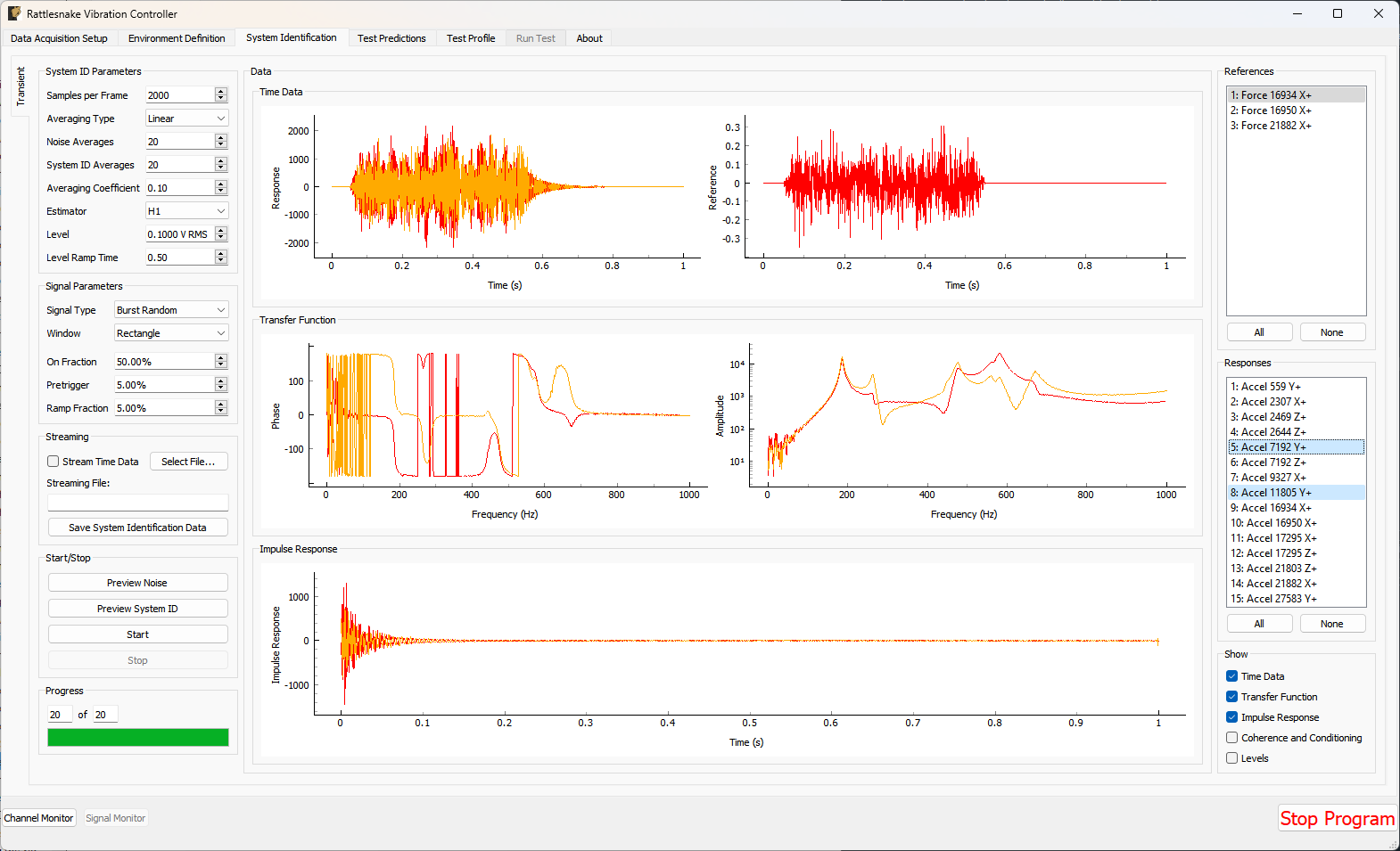 System identification GUI used by the MIMO Transient environment.