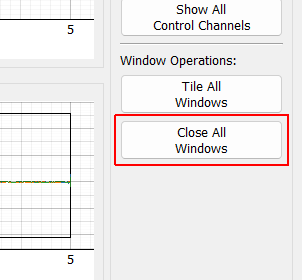 Close All Windows Closes all existing visualization windows