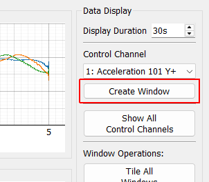 Create Window Create a window to show the signal specified by the Control Channel selector