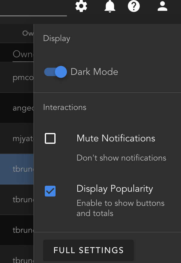 Popularity Toggle