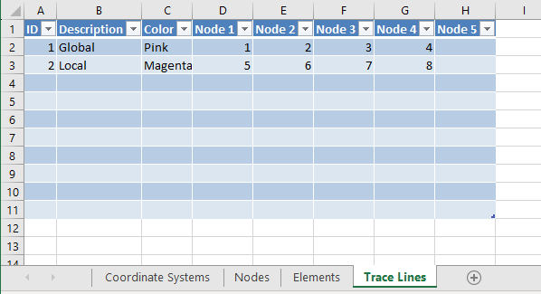 Excel Tracelines
