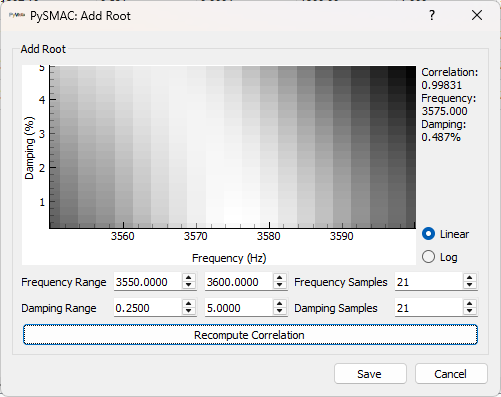 Add Root Dialog after setting initial frequency range