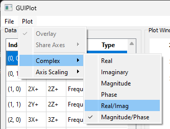 Selecting Complex Types in GUIPlot