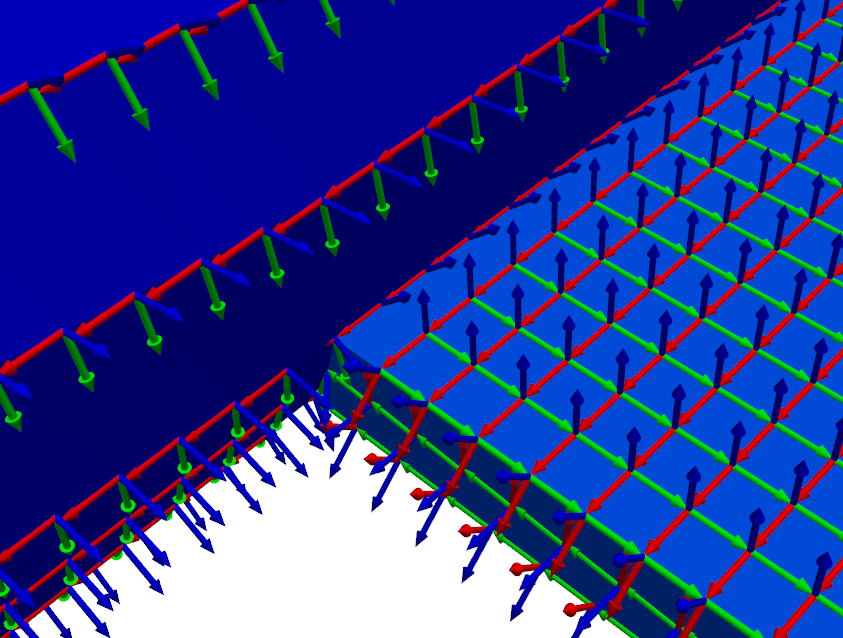 Airplane geometry with coordinate systems close-up