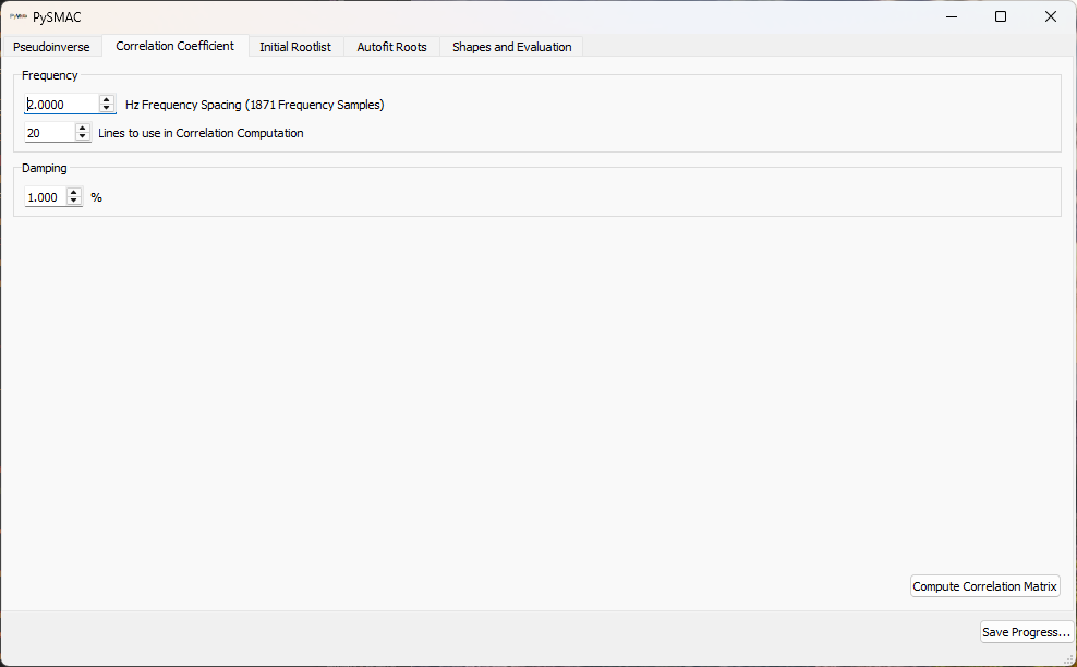 Correlation Coefficient tab in SMAC_GUI