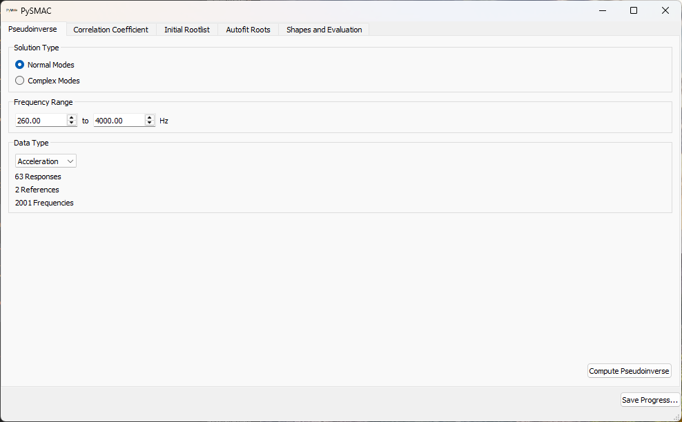 Pseudoinverse Tab in SMAC_GUI