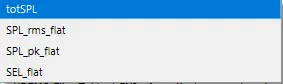 Dropdown menu showing the acoustic metrics for the unweighted version.