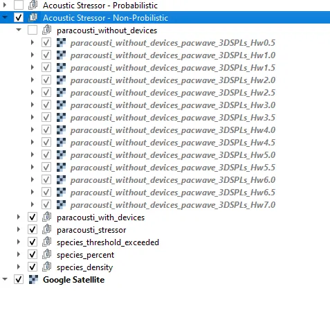 Non-probablistic layers after running the SEAT plugin.